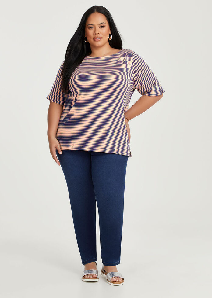Cotton Stripe T-shirt, , hi-res