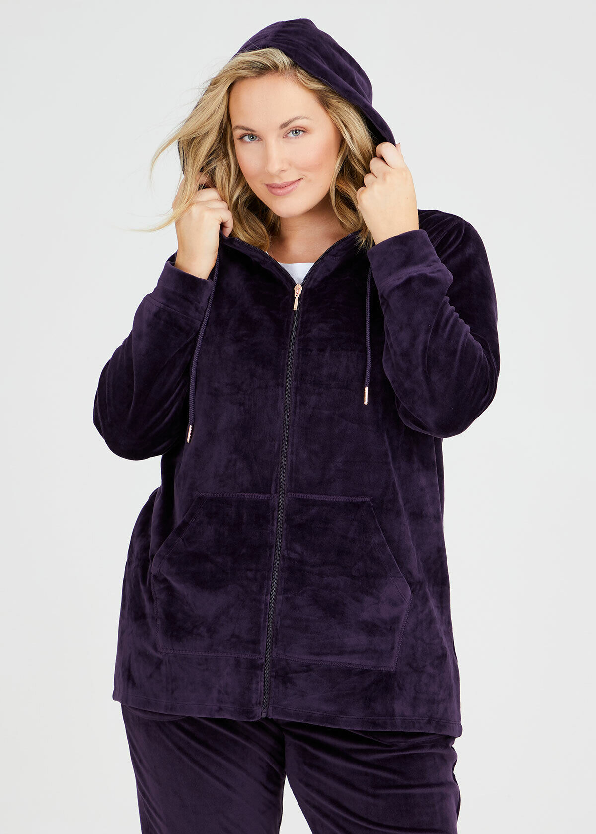 Plush Velour Zip Hoodie