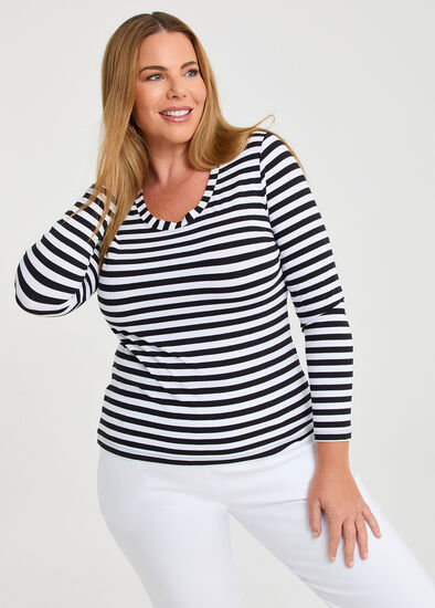 Plus Size Natural Stripe Body Top