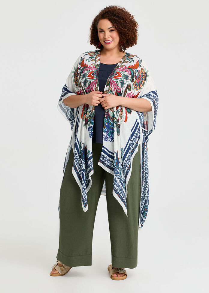 Floral Paisley Cape Kimono, , hi-res