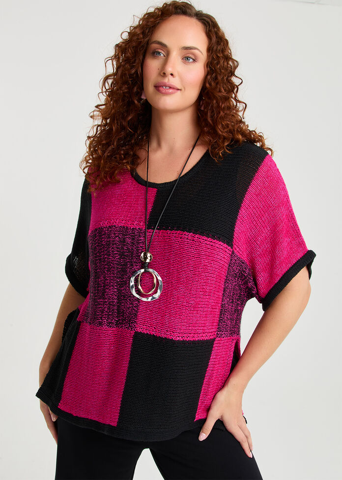 Checkerboard Knit Jumper, , hi-res