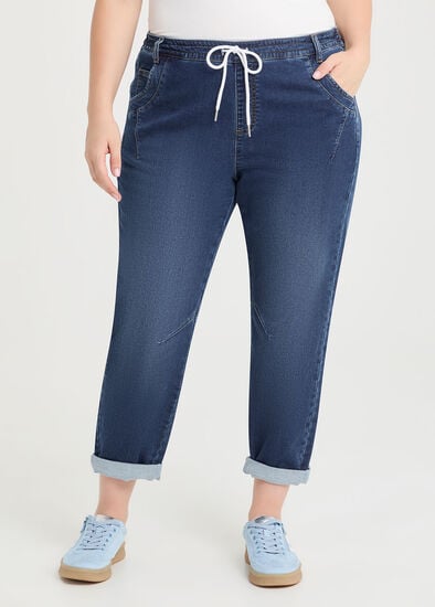 Plus Size Denim Drawstring Jogger