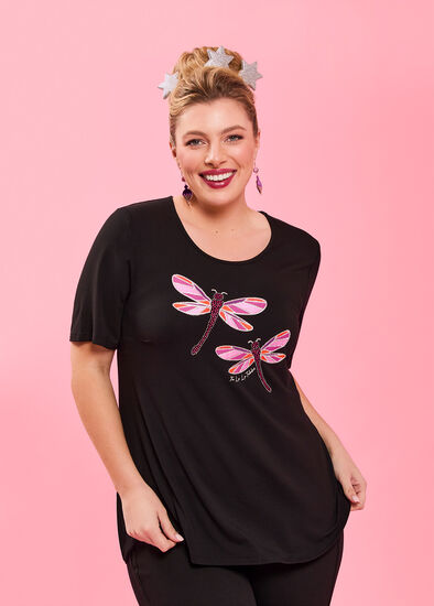 Plus Size Natural Christmas Glitter Bug Tee