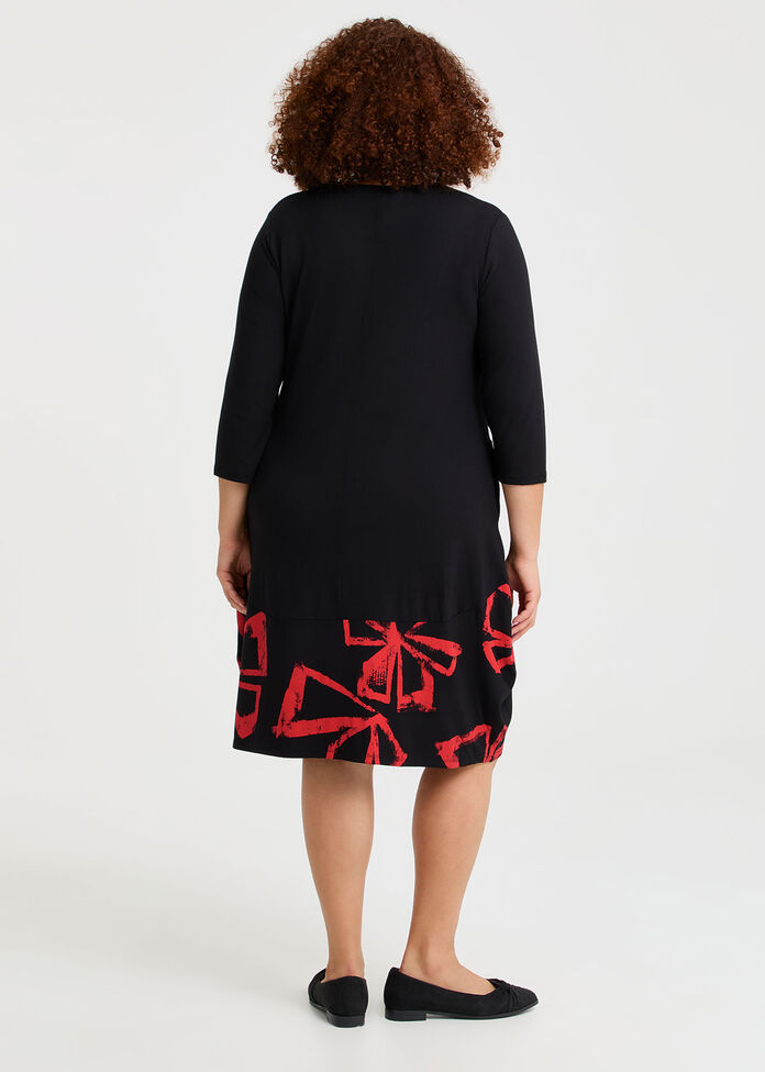 Rhapsody Spliced Natural Dress, BLACK/PRINT, hi-res