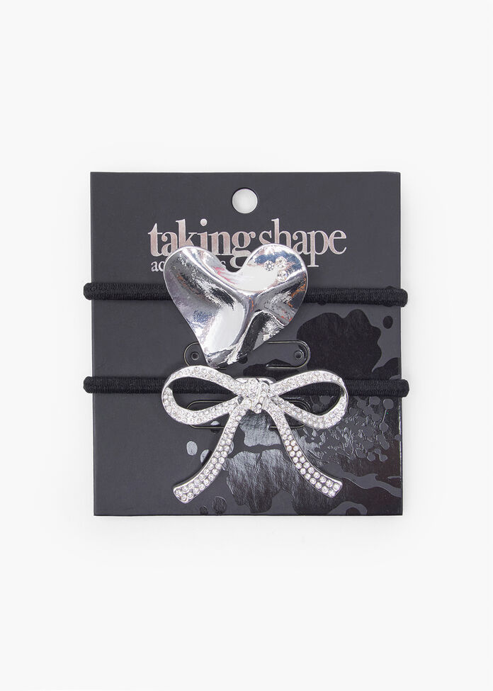 Metal Heart Hair Tie Set, , hi-res