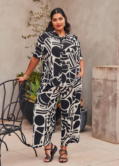 Plus Size Natural Graphic Print Pant
