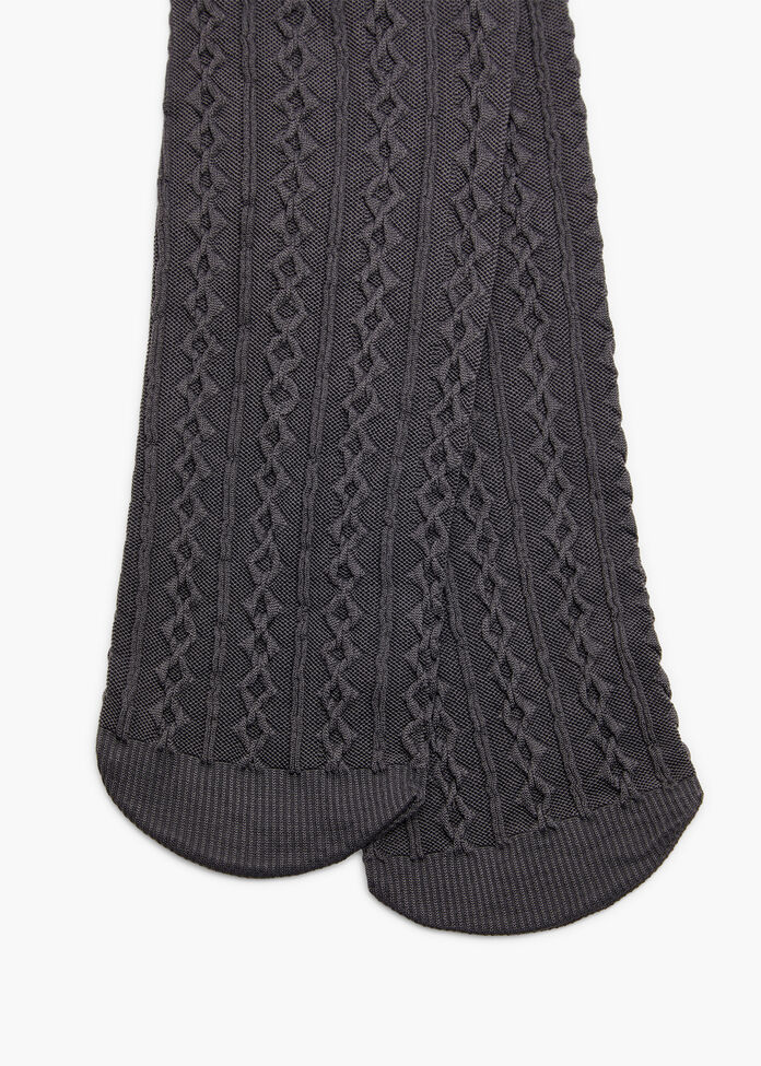 Opaque Cable Knit Tights, , hi-res