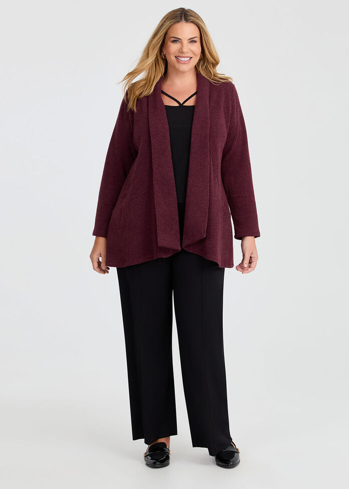 Honeycomb Rib Knit Cardigan, , hi-res