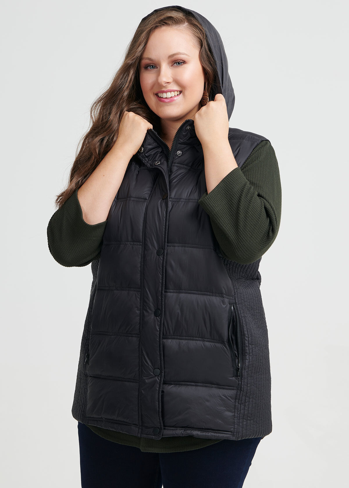 Plus size black puffer clearance vest