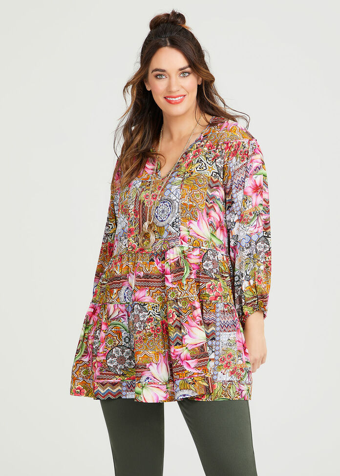 Shop Plus Size Natural Print Mix Tunic in Multi | Taking Shape AU