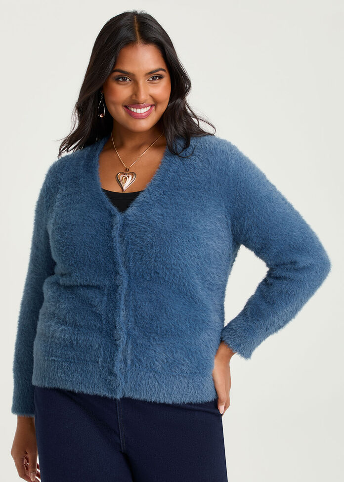 Fluffy Knit Short Cardigan, , hi-res