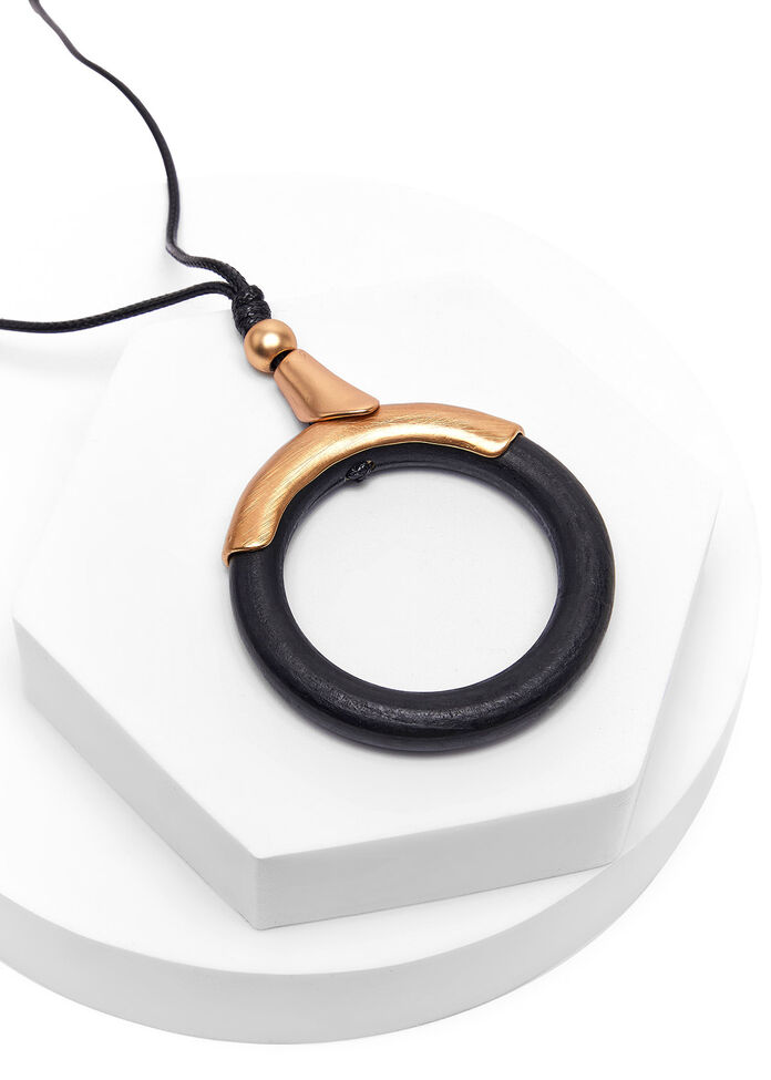 Black & Gold Hoop Necklace, , hi-res