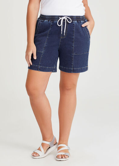 Plus Size Cotton Tie Denim Short