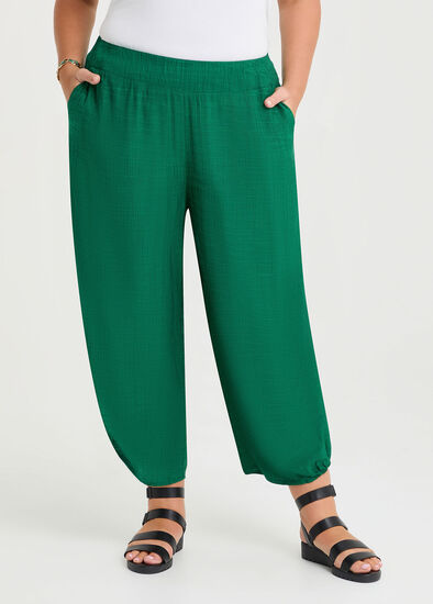 Plus Size Side Tuck Lantern Natural Crop Pant