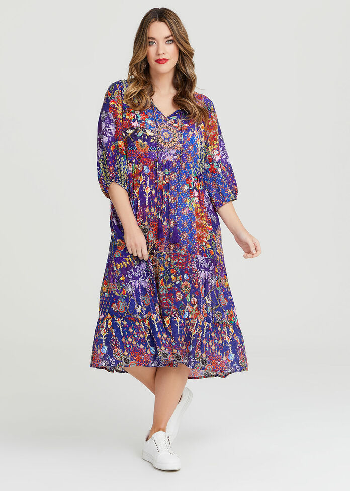 Shop Plus Size Natural Tiles Paisley Dress in Multi | Taking Shape AU
