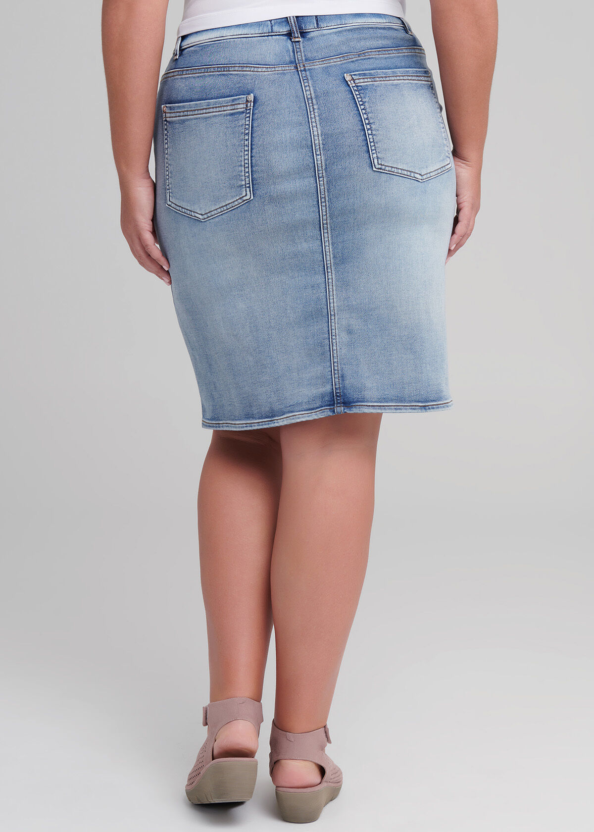Shop Button Denim Skirt in Blue in 