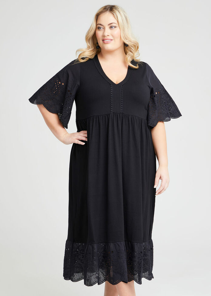 Shop Plus Size Broderie Essence Tier Dress in Black | Taking Shape AU