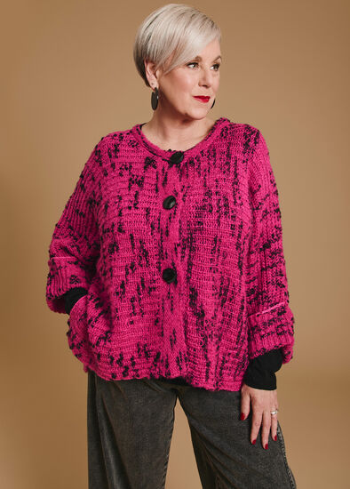 Plus Size Wool Blend Slub Cardigan