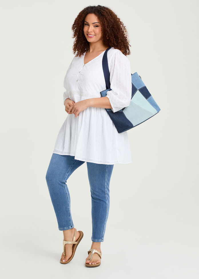Cotton Dobby Lace Trim Tunic, , hi-res