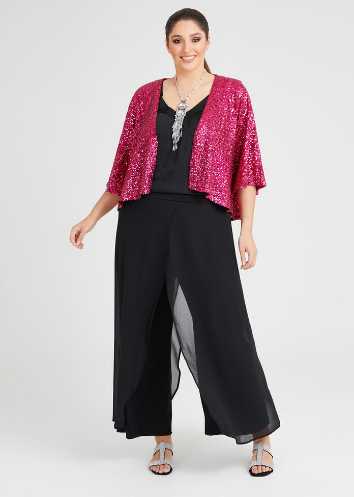 Shop Plus Size Aura Chiffon Layered Knit Pant in Black | Taking Shape AU
