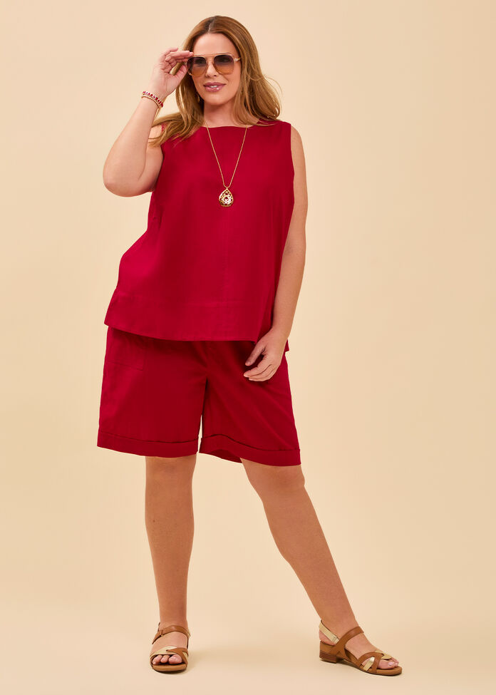 Cotton Linen Bermuda Short, , hi-res