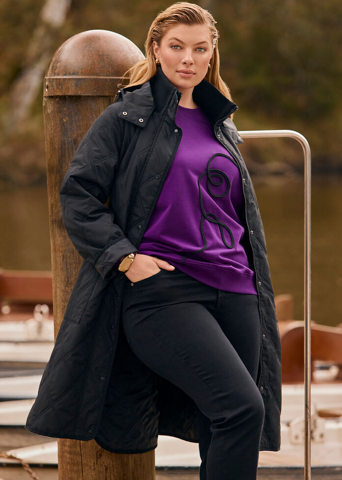 Cotton Cord Applique Sweatshirt, , hi-res