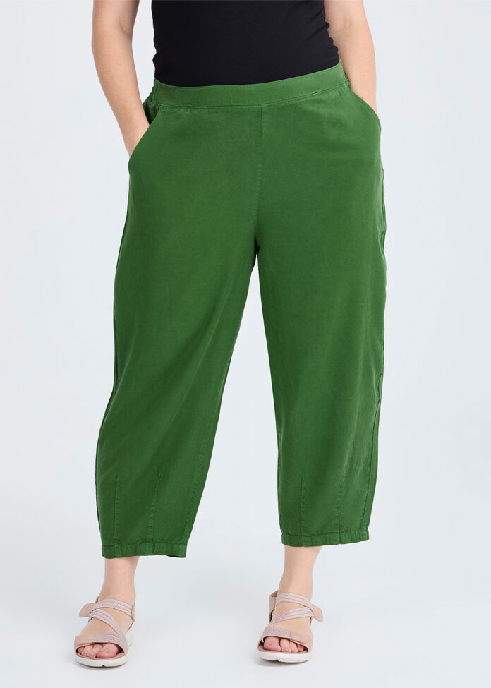Lyocell Lantern Crop Pant, AMAZON GREEN, hi-res