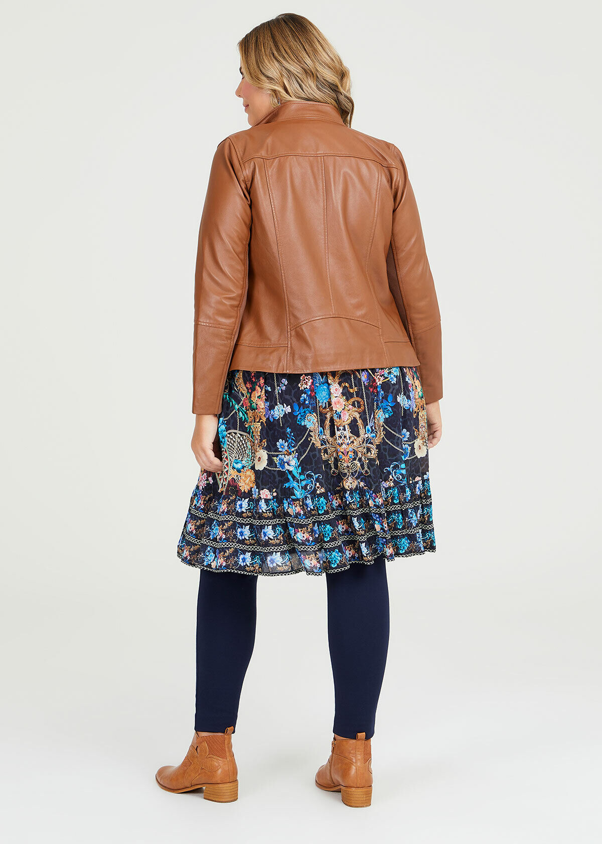 Shop Plus Size Leather Isa Panel Jacket in Brown Sizes 12 30