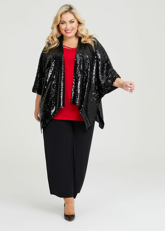Sequin Evening Cape, , hi-res
