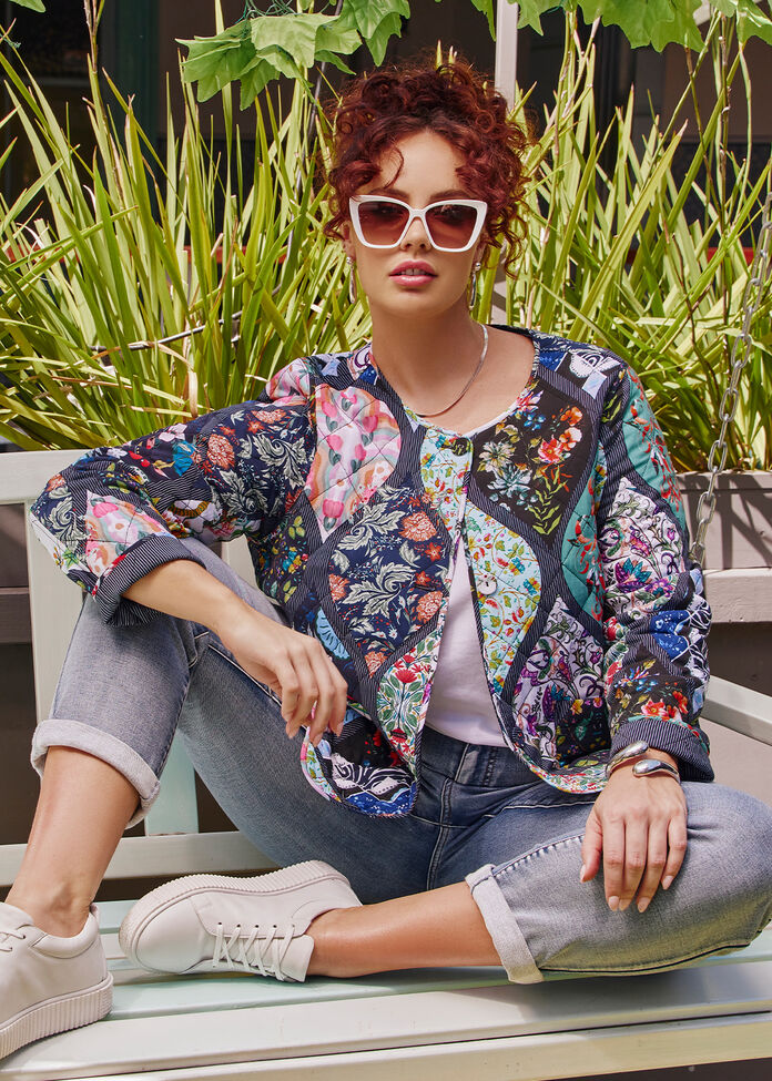 Shop Plus Size Natural Reversible Quilted Jacket, Multi Taking