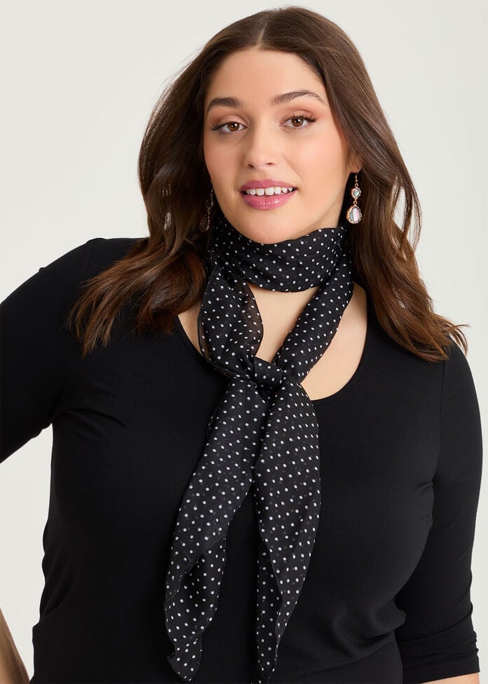 Thin Small Polka Dot Scarf, , hi-res