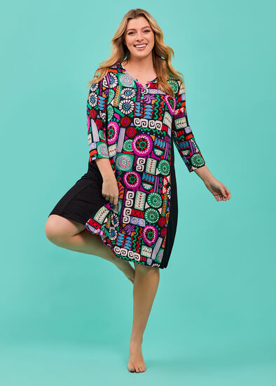 Plus Size Bamboo Fun Print Placket Nightie