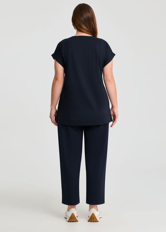 Cotton Signature Logo T-shirt, NAVY, hi-res