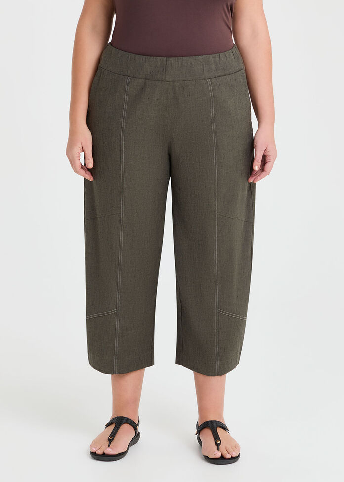 Lantern Stretch Linen Crop Pant, , hi-res