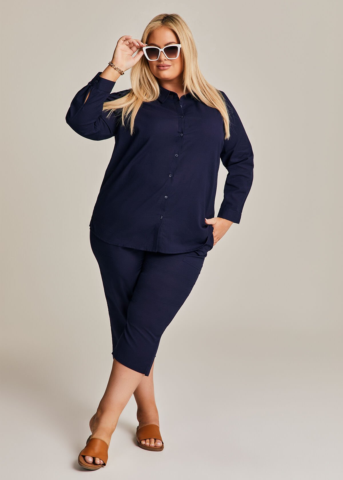 Plus size linen culottes online