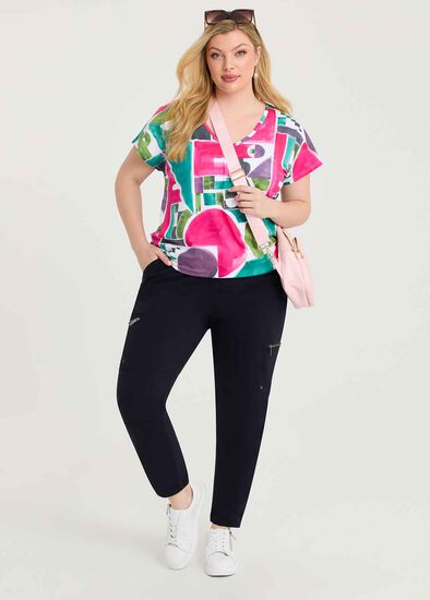Plus Size Castaway Pull On Zip Cargo Pant