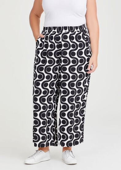 Plus Size Geo Wide Leg Pull On Pant