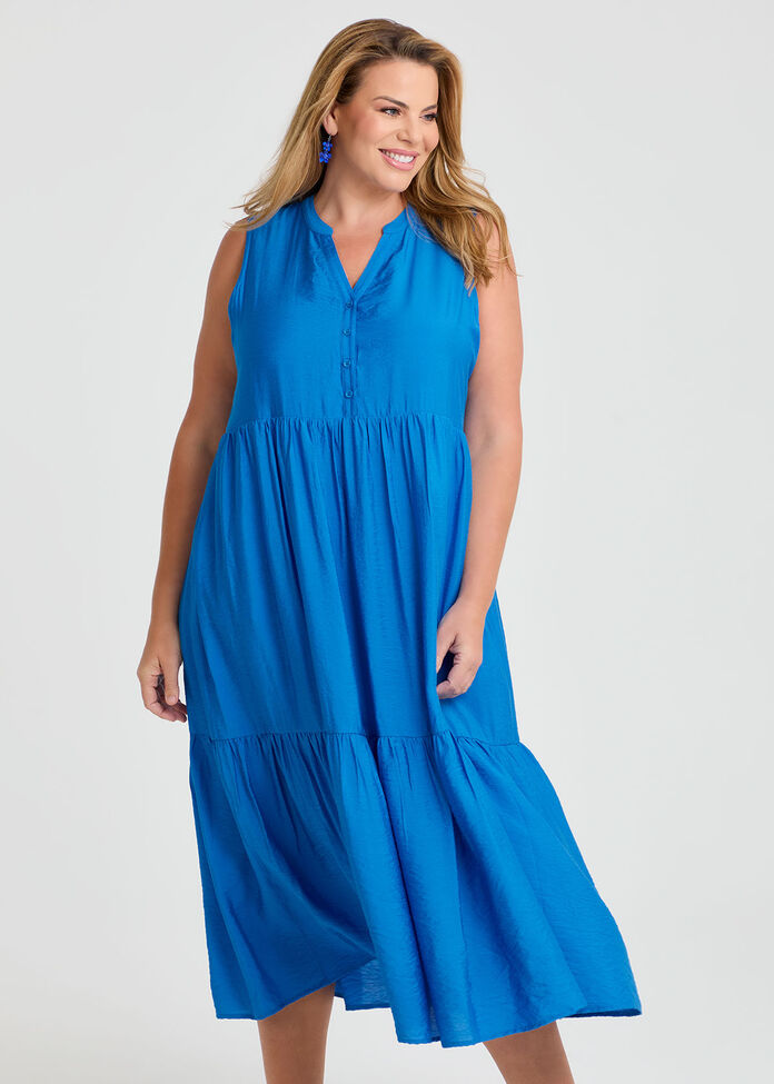 Natural Sleeveless Tiered Dress, , hi-res