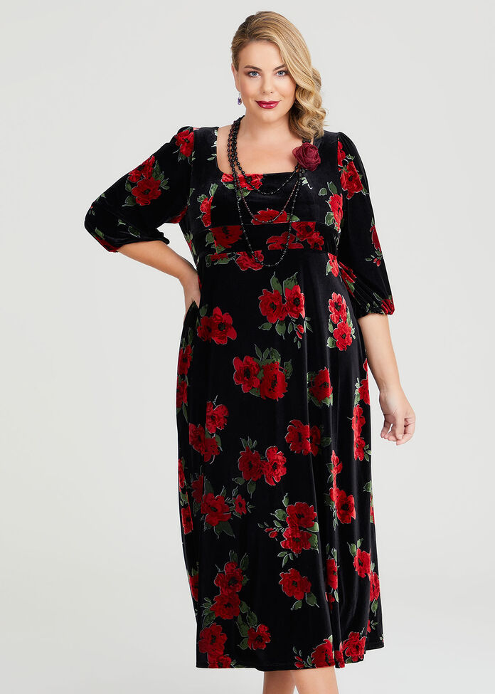 Shop Plus Size Poppy Devore Velvet Dress in Red | Sizes 12-30 | Taking ...