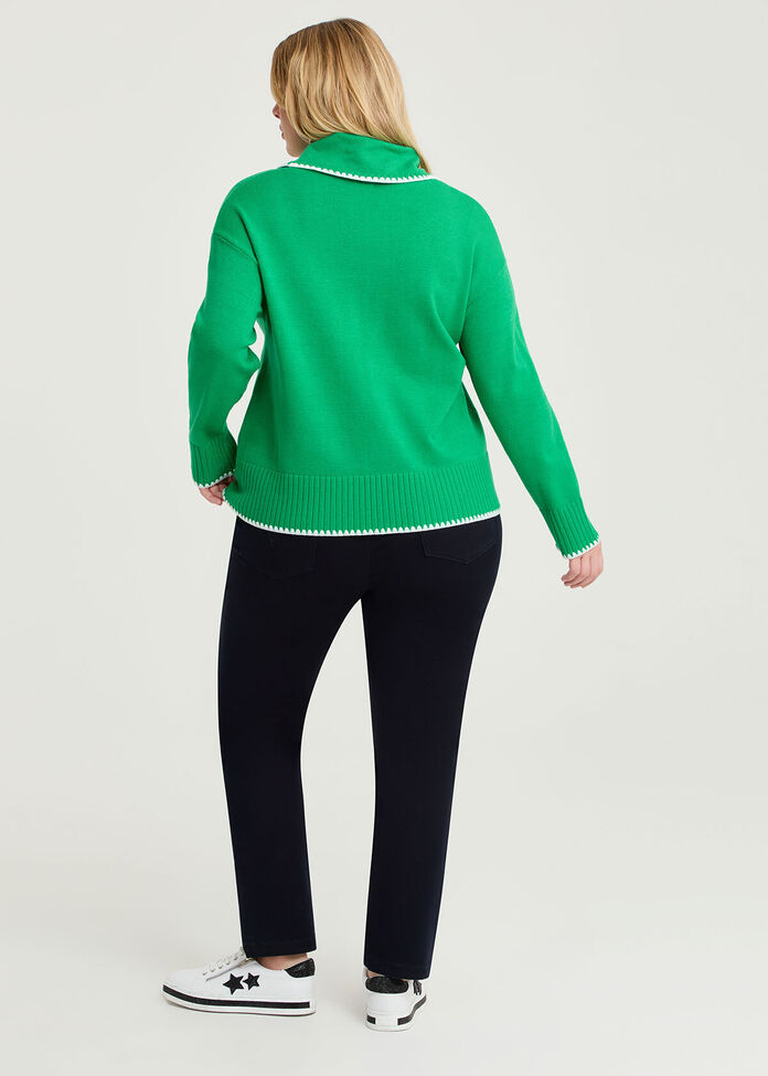 Stitch Detail Cowl Neck Jumper, , hi-res