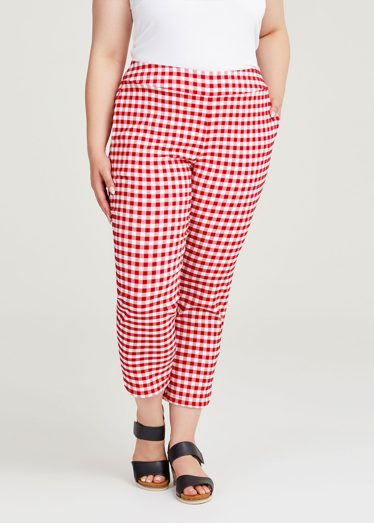 Plus size gingham pants hot sale