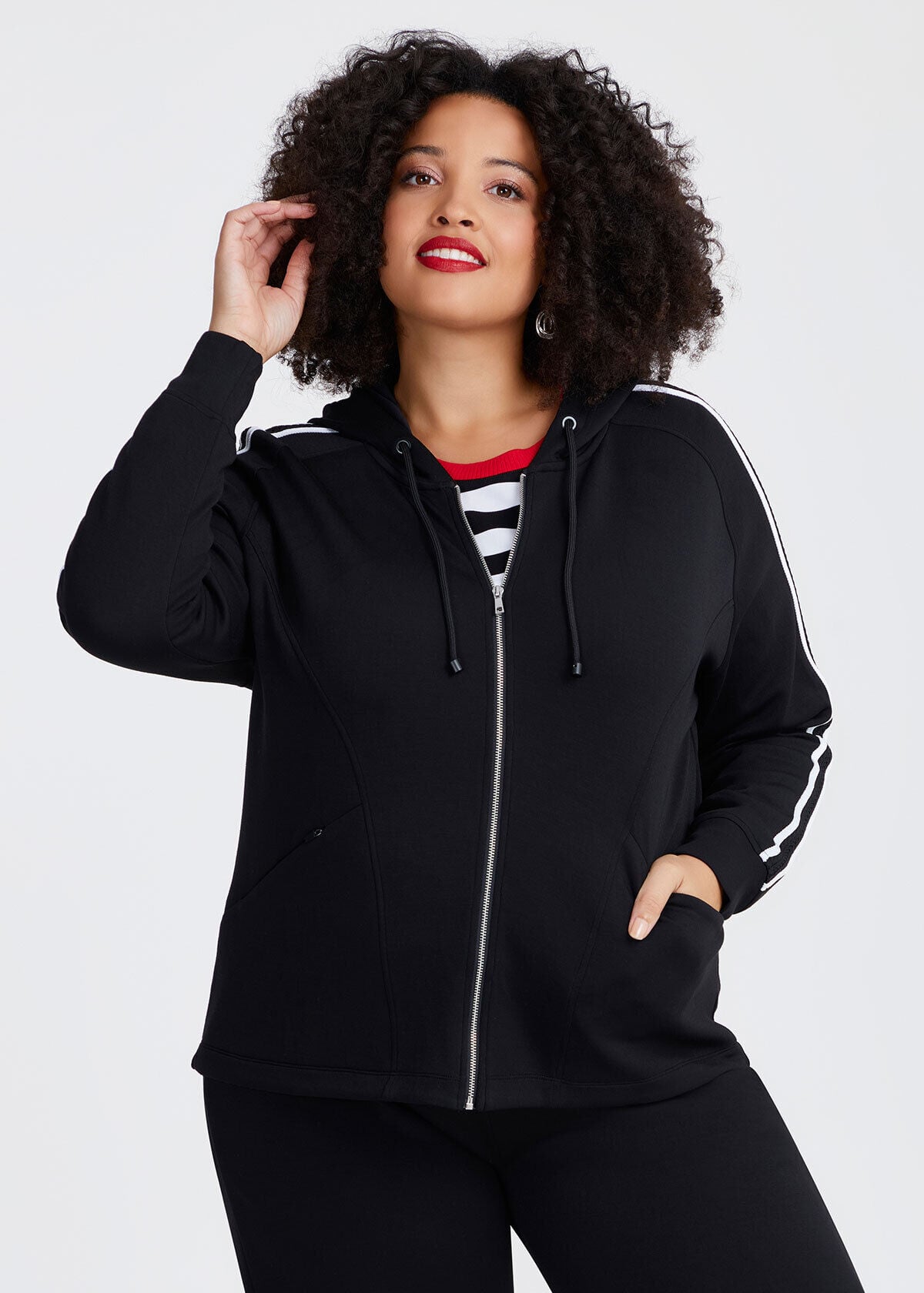 Plus Size Women's Modal Zip Hoodie in Black | Taking Shape AU