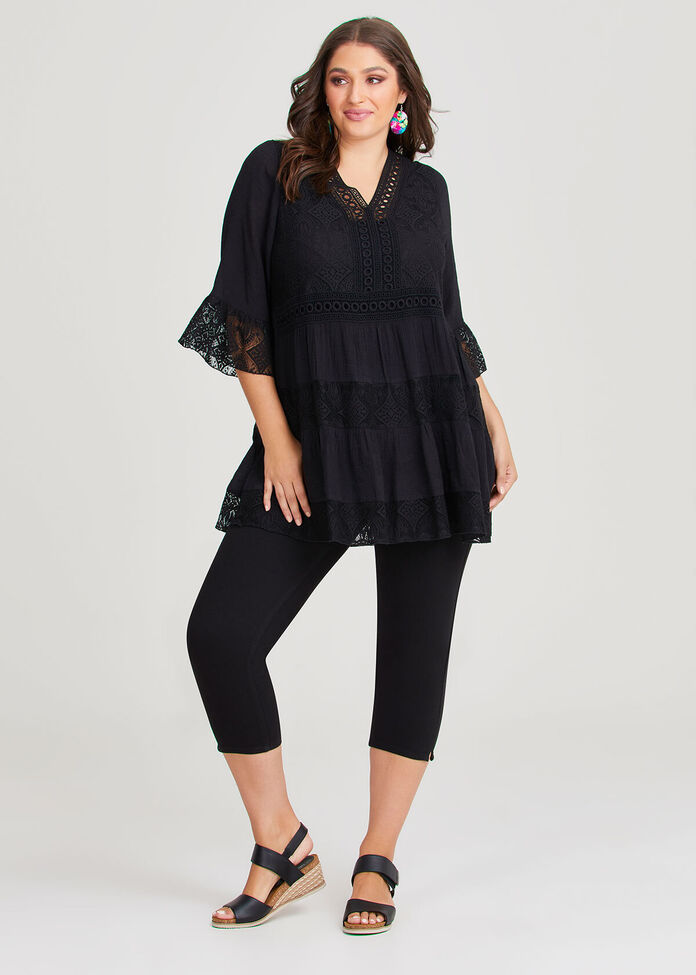 Lace Trim Tiered Tunic, , hi-res