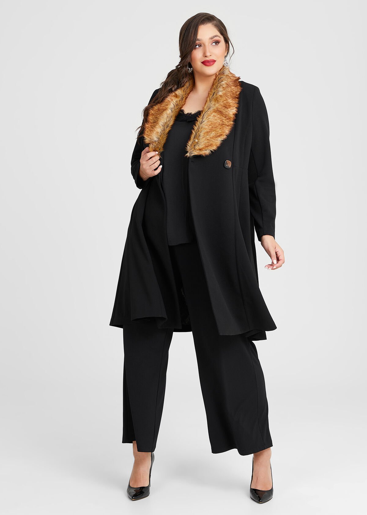 Fur collar swing coat 2025