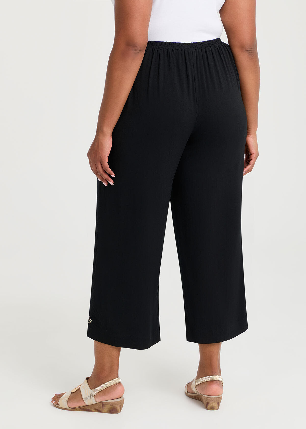 Shop Plus Size Natural Embroidery Summer Pant, Black | Taking Shape AU