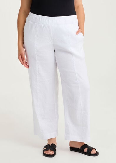 Plus Size Petite Stretch Linen Relax Wide Pant