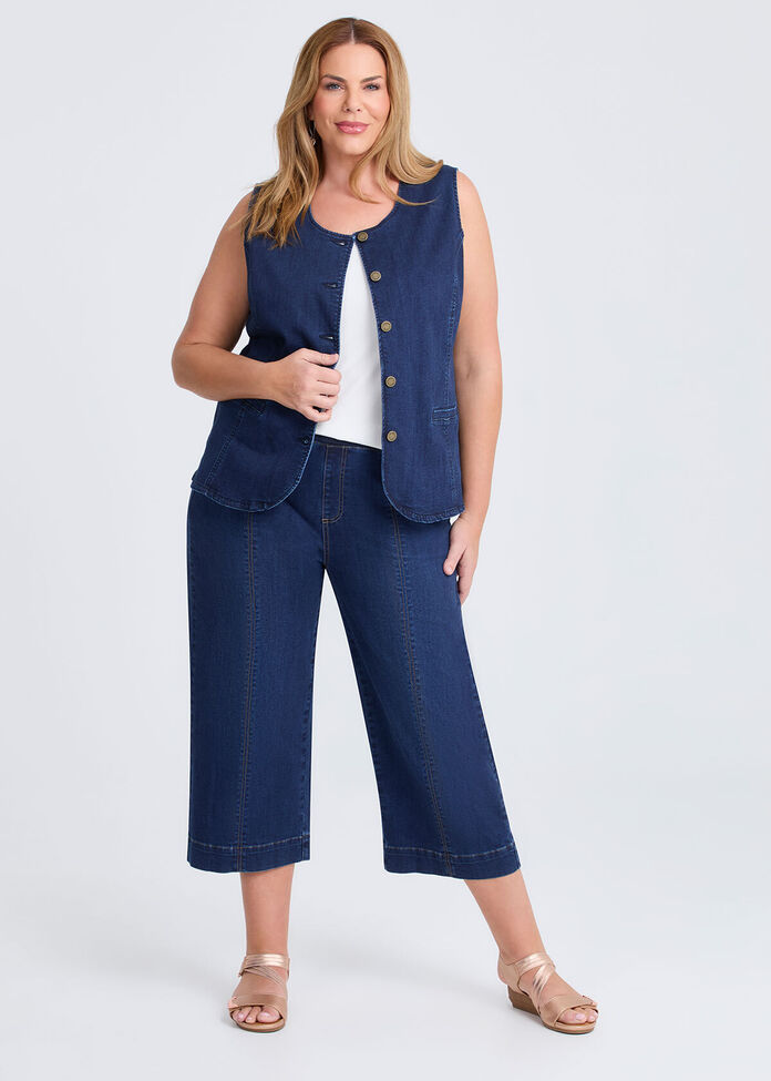 Women's Denim Button Up Vest in Navy by French Dressing Jeans