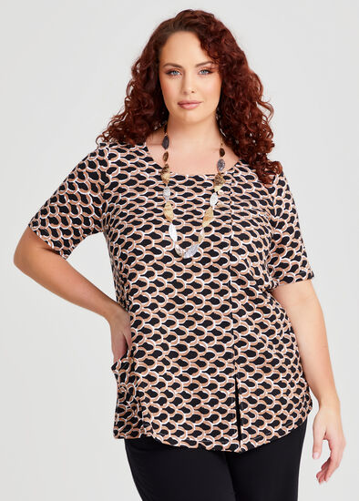 Plus Size Button Trim Natural Top