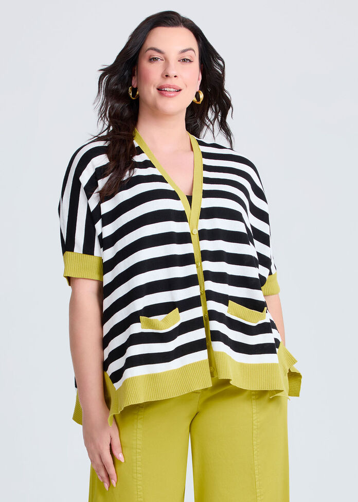 Stripe Oversized Cardigan, , hi-res