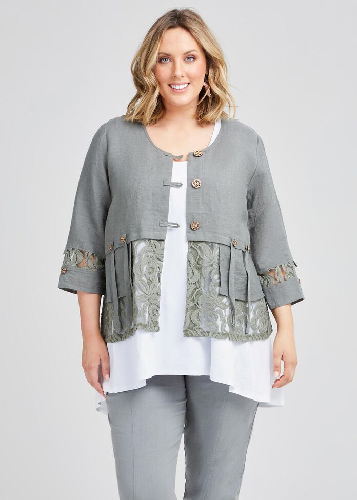 Kiki Linen & Lace Jacket, , hi-res